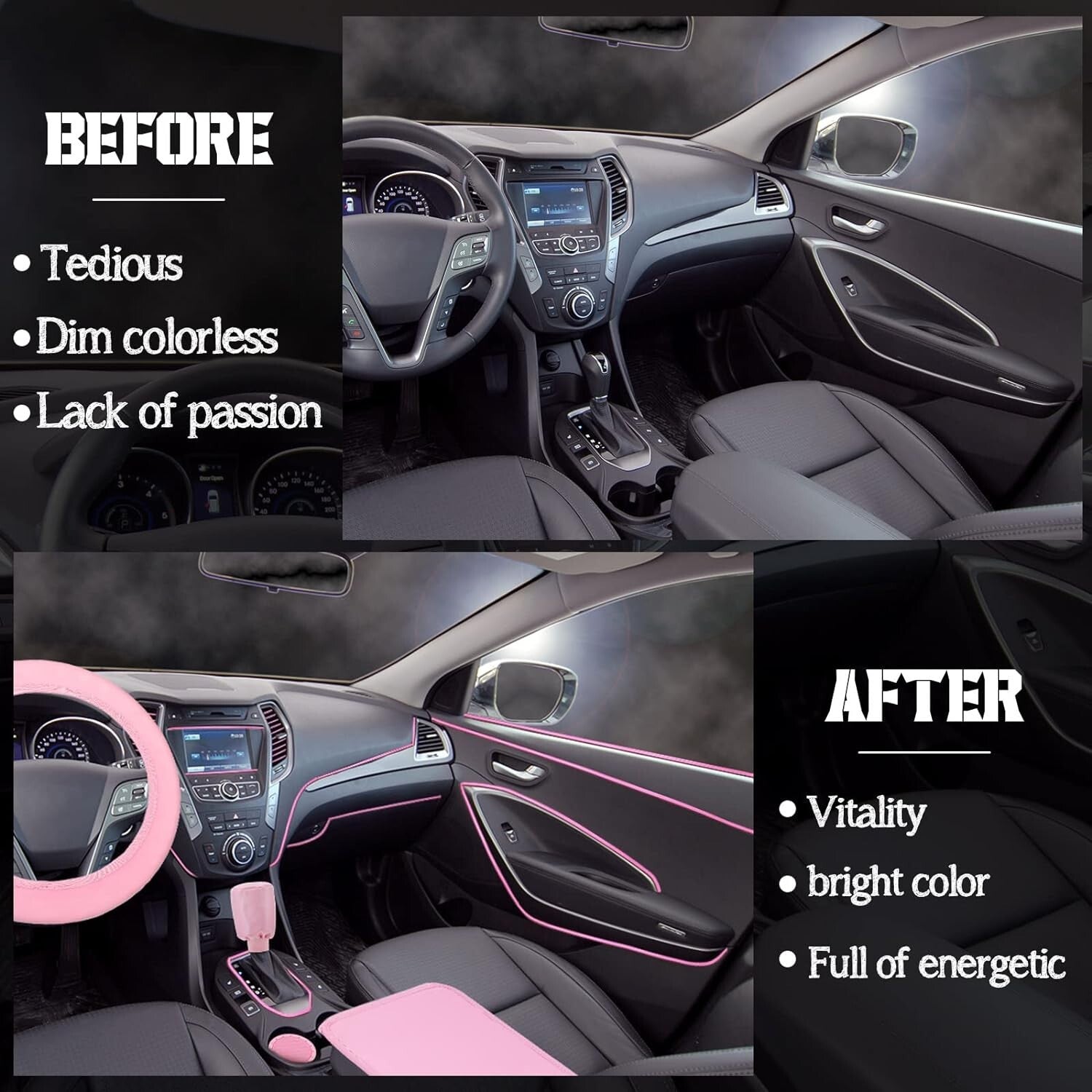 Fashionable Light Pink Car Accessories Bundle: Steering Cover & Phone Holder