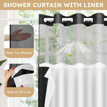 Load image into Gallery viewer, Modern Tufted Chevron Shower Curtain with Snap-on Liner, Black &amp; Light-Filtering