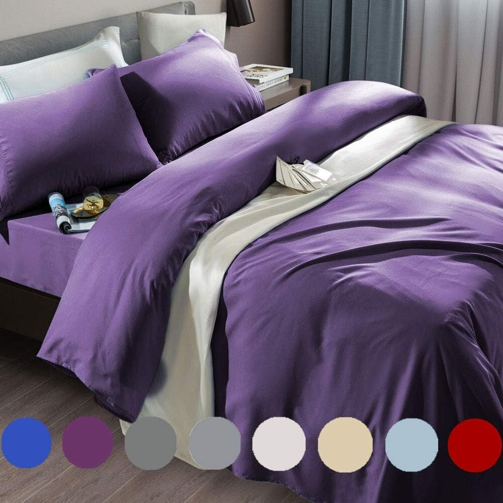 Elegant 6-Piece Purple Queen Sheet Set - Super Soft Microfiber, Dreamy Comfort