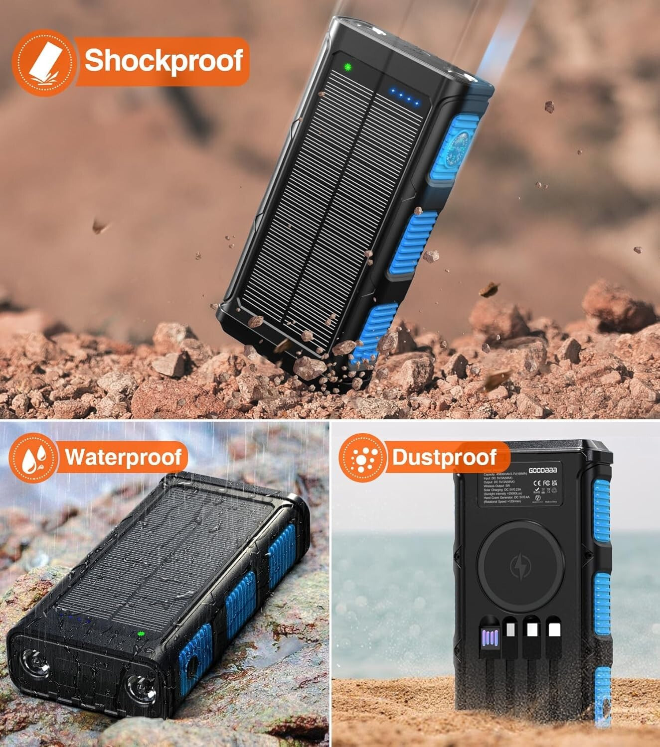 15W Fast Charging Wireless Power Bank 45800mAh with Hand Crank Emergency Power