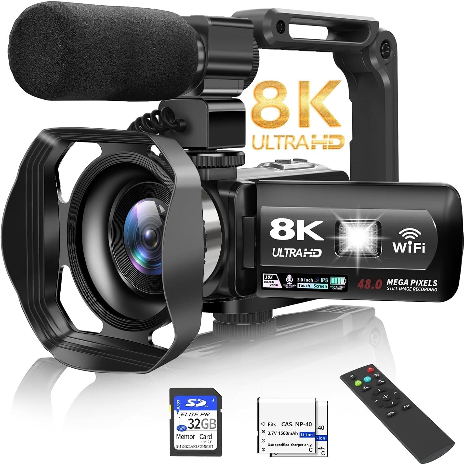 Lightweight 8K Vlogging Camera with WiFi & 18X Digital Zoom, Ideal for All Ages