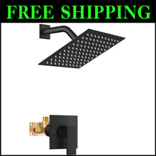 Load image into Gallery viewer, Ultra-Thin 8-Inch Matte Black Rain Shower Set - Wall Mount with Valve Included