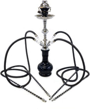 Load image into Gallery viewer, 22" Pro Quality 4-Hose Hookah Set - Elegant Black with Stainless Steel Accents