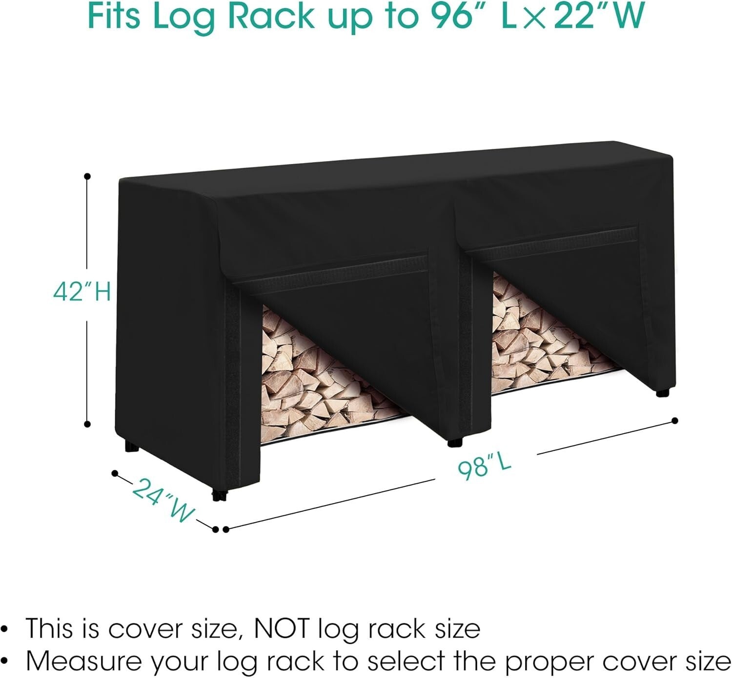 8 ft Outdoor Log Rack Cover with Fastening Straps – Protect Firewood Year-Round