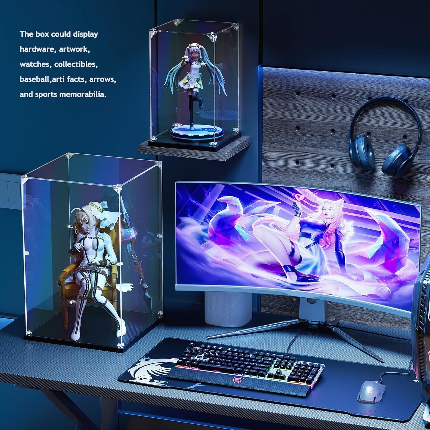 Luxurious 10x10x15.7 Inch Acrylic Showcase for Dolls, Toys, and Action Figures