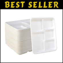 Load image into Gallery viewer, 10.25x8.5 Inch Durable 5-Compartment Disposable Plates - Perfect for Kids' Meals
