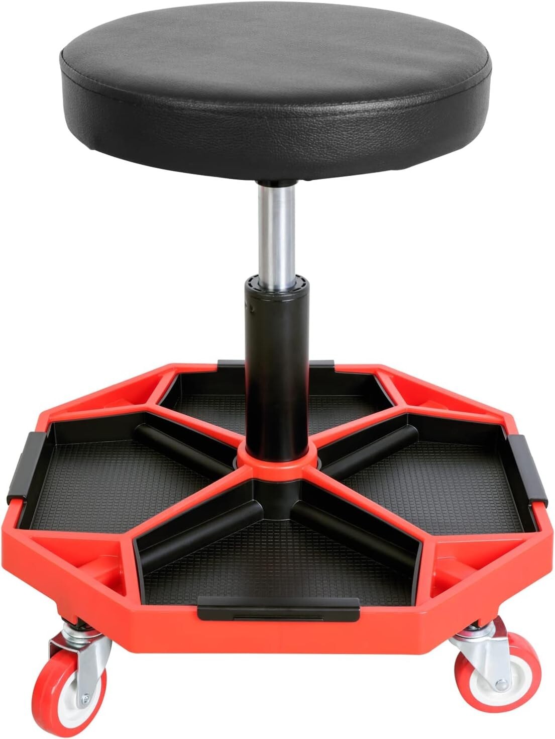 Durable Pneumatic Rolling Mechanic Stool with Soft Vinyl Seat, 300 lbs Capacity