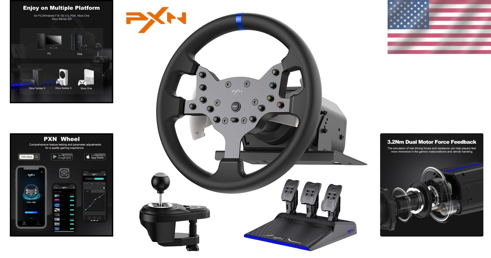 Immersive V99 Racing Wheel with 11.8-inch Grip & Multi-Platform Compatibility