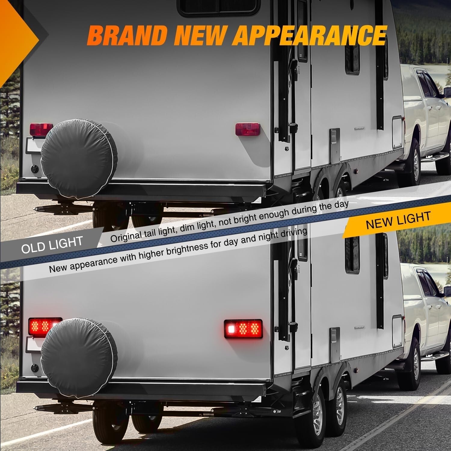 LED Triple Tail Light 2PCS - Waterproof Red Stop Brake & Turn Signals for RVs