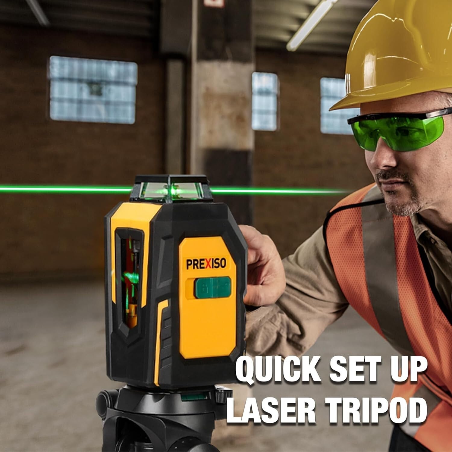 Bright Green 360° Laser Level with Tripod & Boxed Accessories for Accuracy