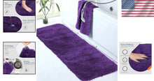 Load image into Gallery viewer, Large Dark Purple Bathroom Rug - Shaggy Microfiber, Extra Absorbent &amp; Washable