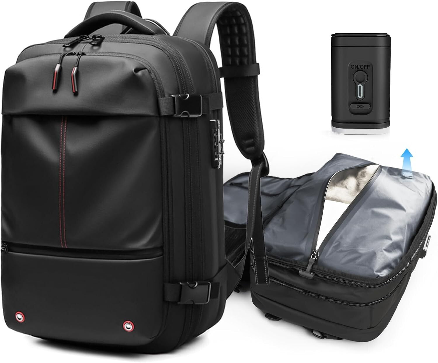 Lightweight Travel Backpack with Vacuum System and Reflective Safety Features
