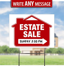 Load image into Gallery viewer, Directional Estate Sale Signs 5 Pack 24" x 18" Double-Sided with Steel Stakes