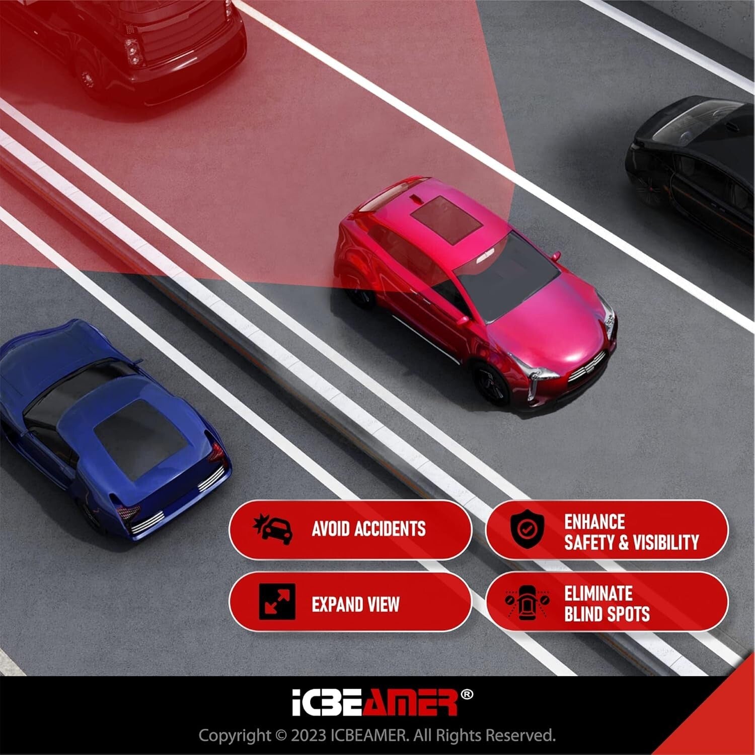 Durable 15.8" Clip-on Rearview Mirror for Cars and SUVs - Blind Spot Elimination