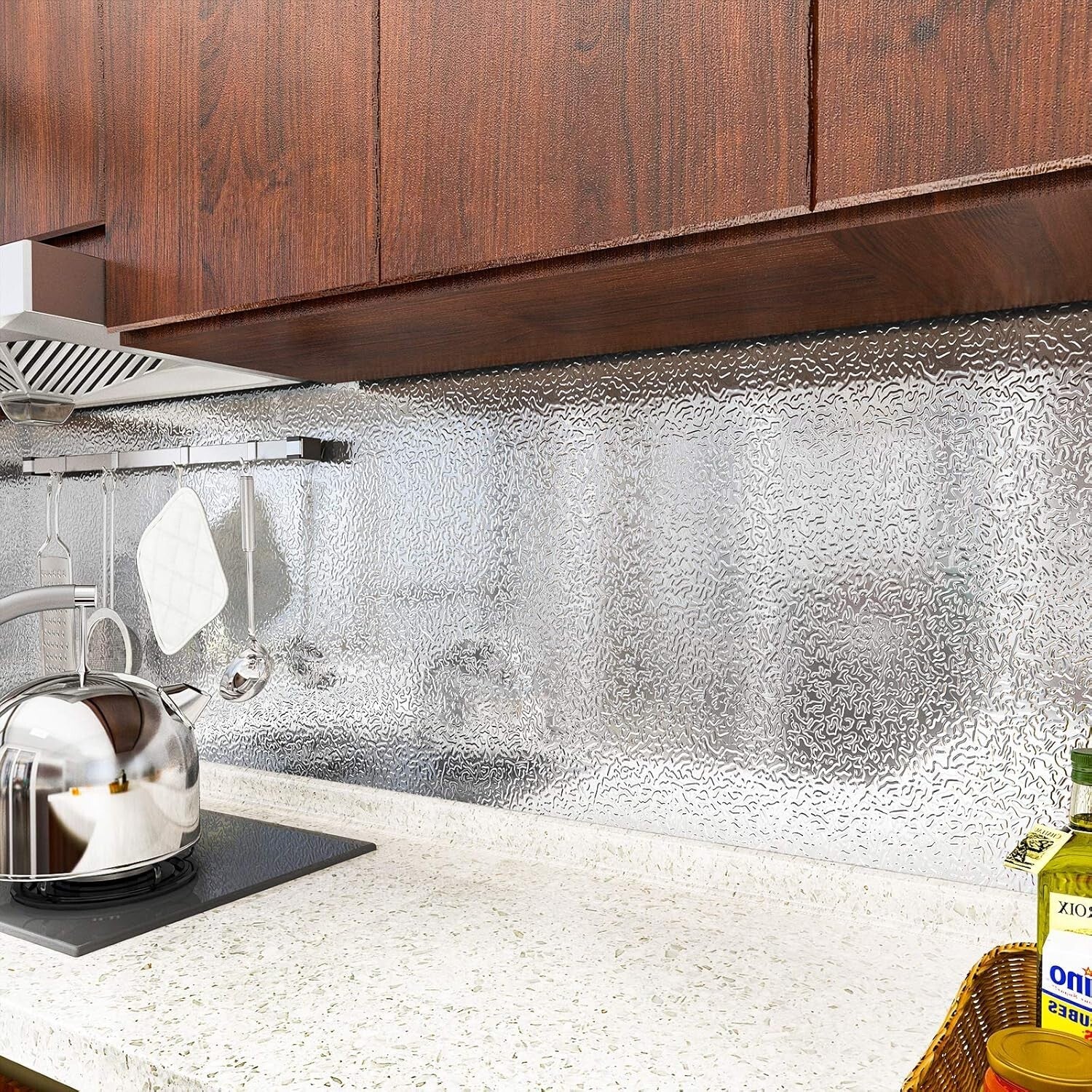 15.7'' x 708'' Heat Resistant Aluminum Foil Contact Paper for Kitchen Decor