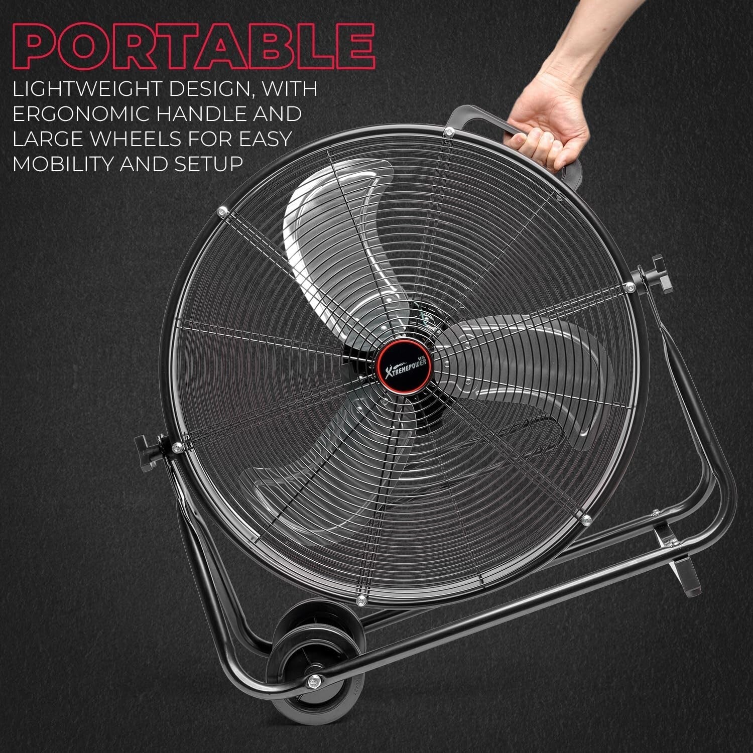Durable High-Velocity 24-Inch Drum Fan with Adjustable Speed for Garage & Office