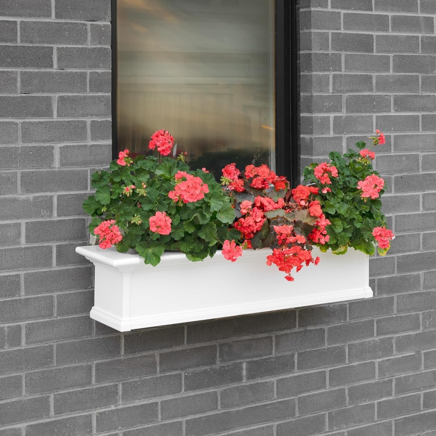 Lightweight 48 Inch White Window Box with Built-In Reservoir for Thriving Plants