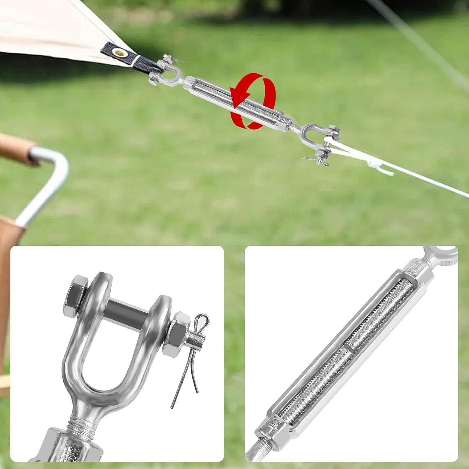 2-Pack Heavy Duty Turnbuckle 5/8" x 9" - 3500 lbs Load Limit, Weather Resistant