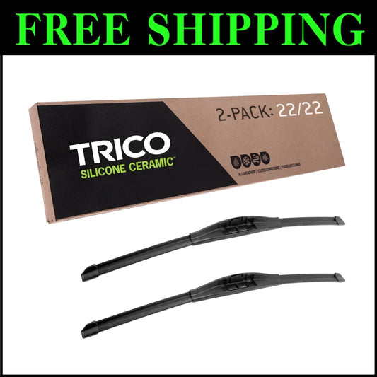 All-Weather Silicone Ceramic 22'' Wiper Blades for Enhanced Visibility (2-Pack)
