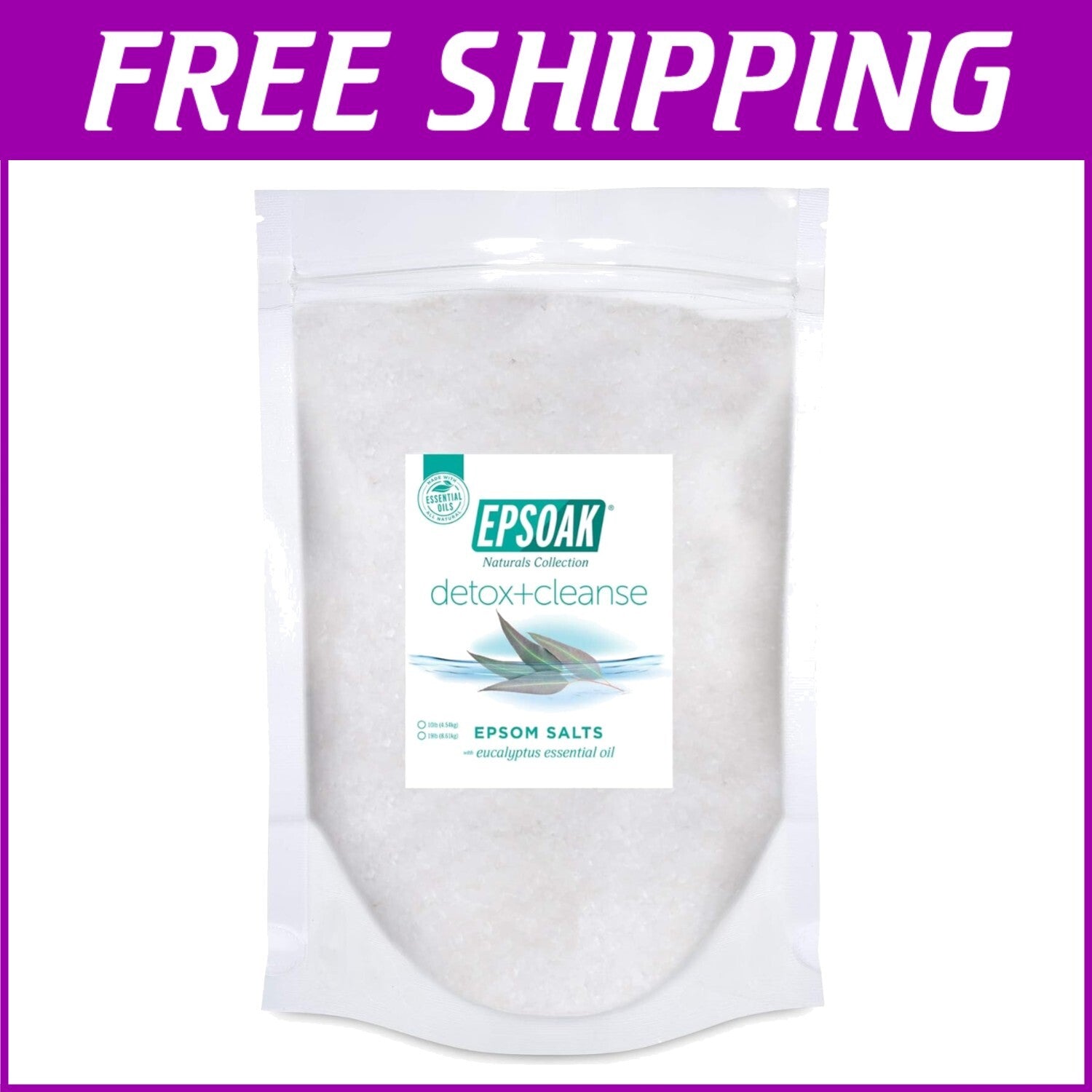19 lbs. Premium Epsom Salt & Essential Oil Detox for Stress Relief & Cleansing
