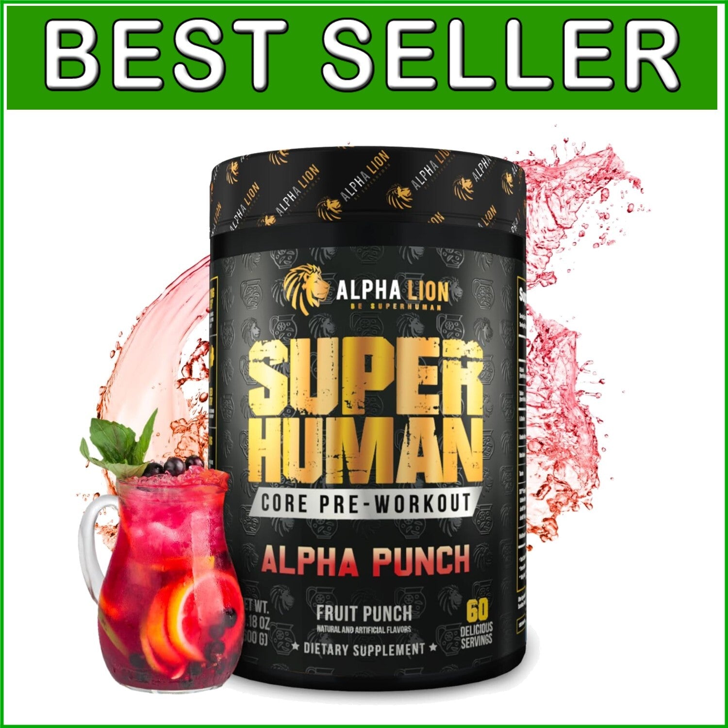 Alpha Punch Core Pre-Workout Powder with Creatine & Sustained Energy—60 Servings