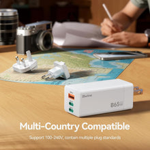 Load image into Gallery viewer, Portable 65W Charger with Short Circuit Protection - 3 Ports for Every Device