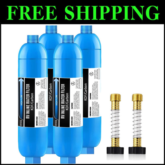 Chlorine-Reducing RV Water Filter with Hose Protector: 4 Pack for Safe Hydration