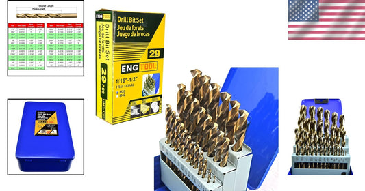 29-Piece Cobalt HSS M35 Drill Bit Set - Precision Gold Finish for Professionals