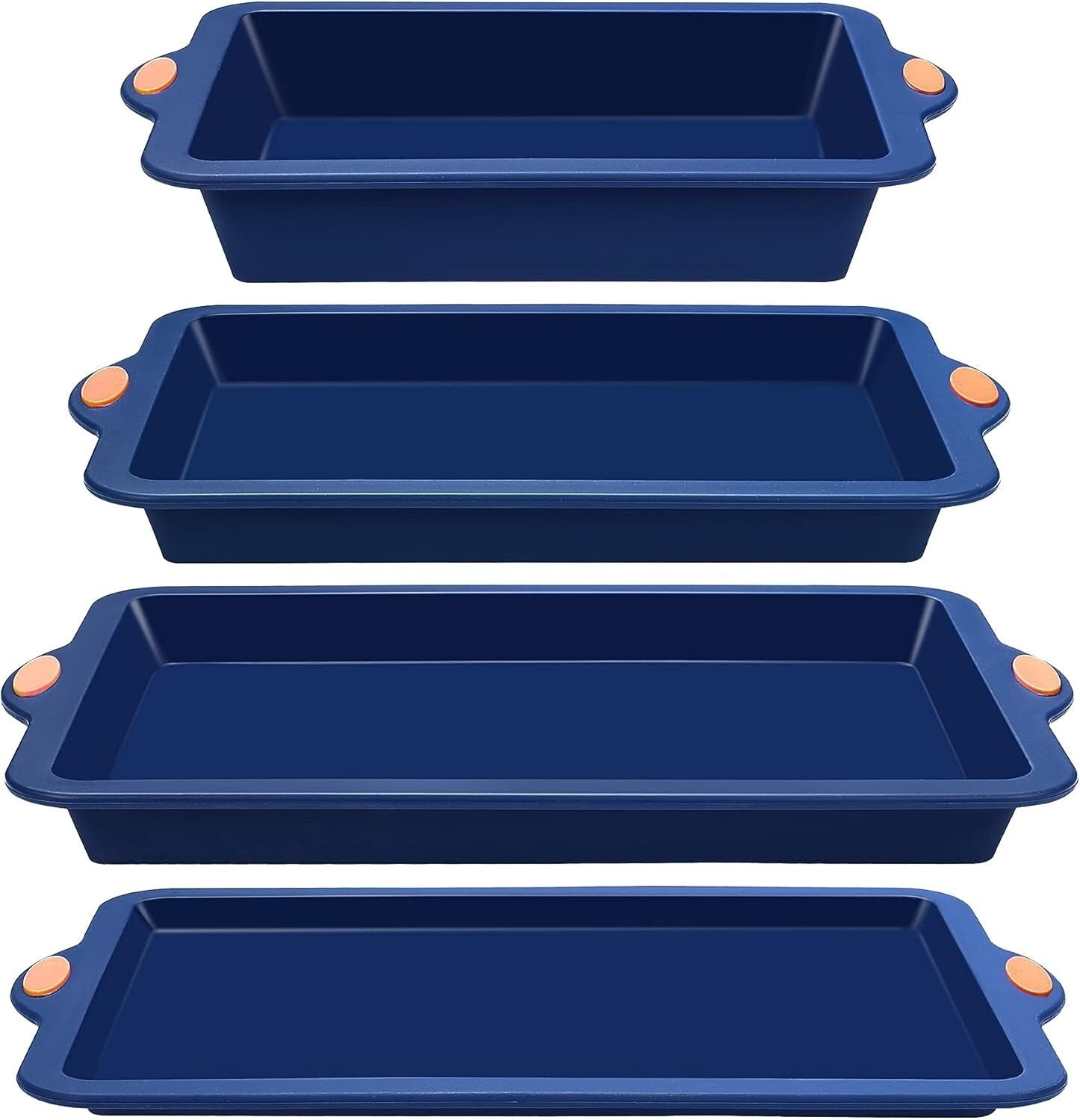 4-Piece Navy Blue Silicone Baking Set - Nonstick Bakeware with Reinforced Frame