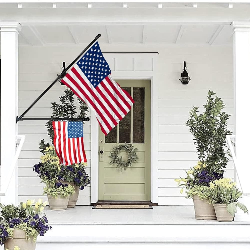 Dual-Flag Pole Set - 6 FT Adjustable Stainless Steel with Tangle-Free Design
