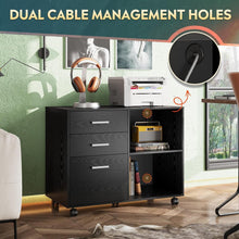 Load image into Gallery viewer, 3 Drawer Mobile File Cabinet with Open Shelves - Stylish Home Office Storage