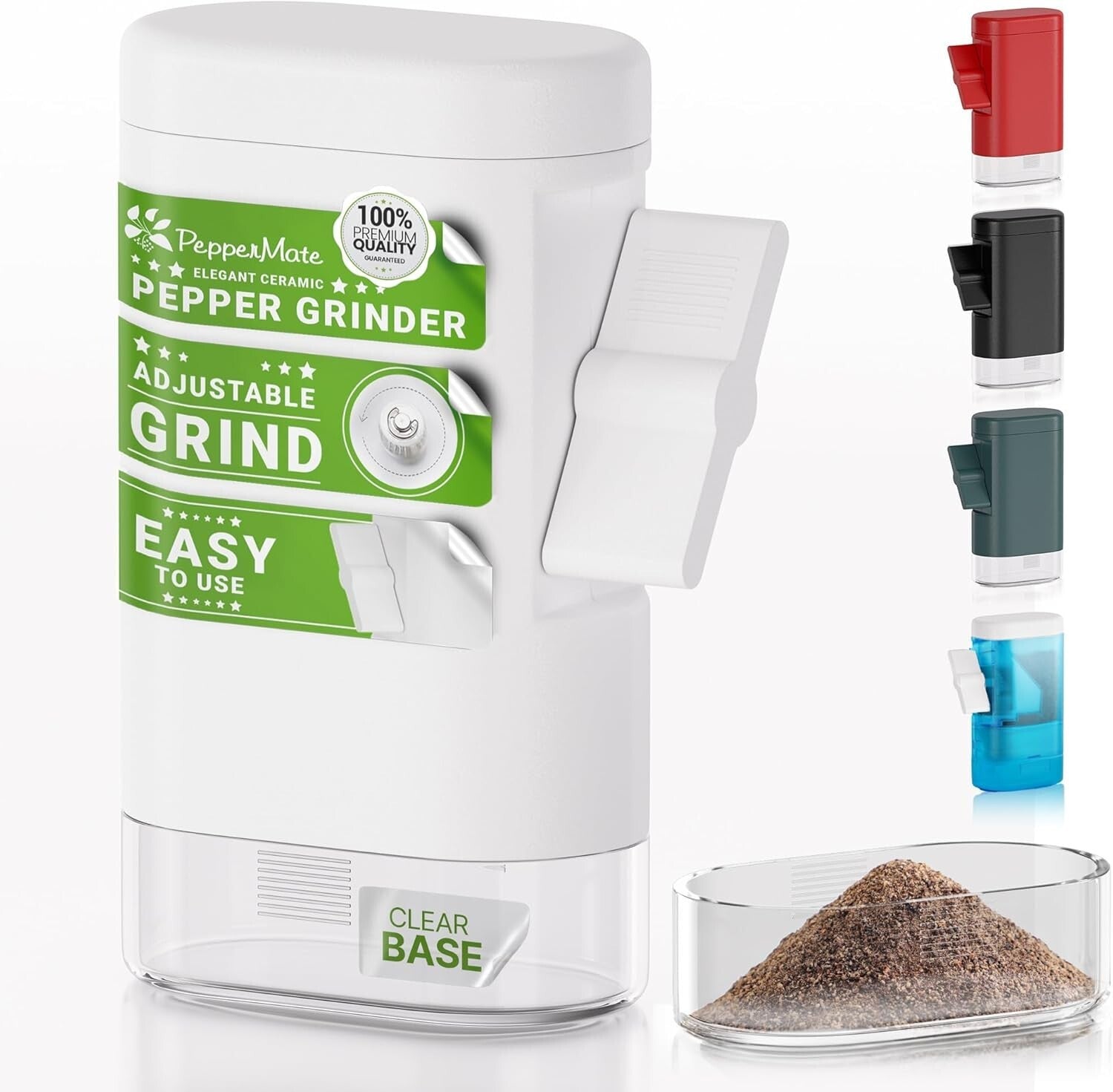 Elegant White Ceramic Pepper Mill – Manual High Volume Salt & Pepper Grinder