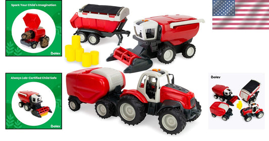 Farm Toy Tractor & Harvester Playset - 18 Pc Interactive Learning Fun for Kids