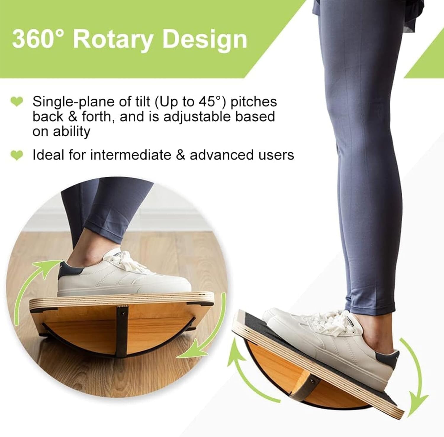 Advanced Rocker Balance Board - 350 lb Capacity, Ideal for Core & Rehab Training