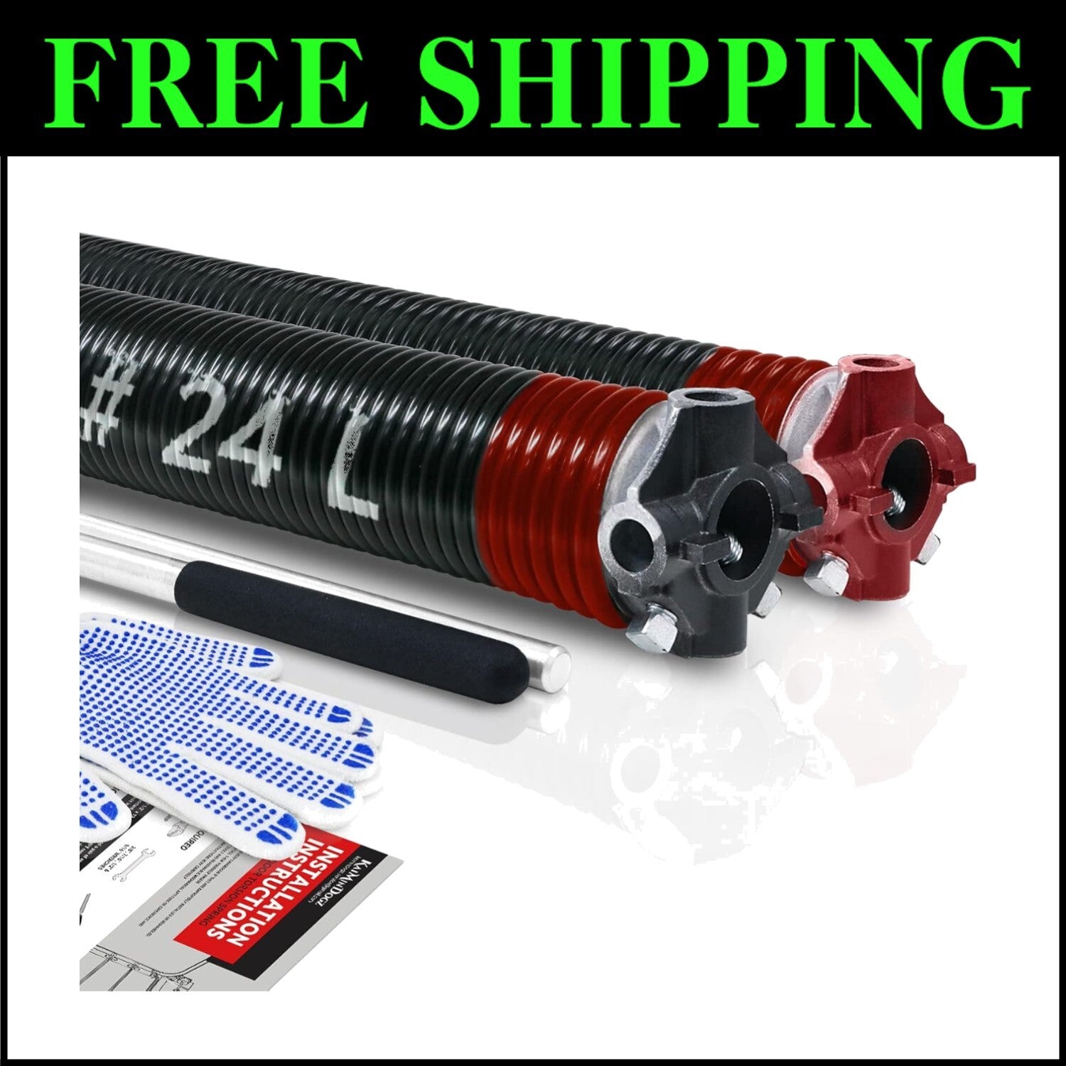 Complete Garage Door Spring Replacement Set - Non-Slip Winding Bars Included