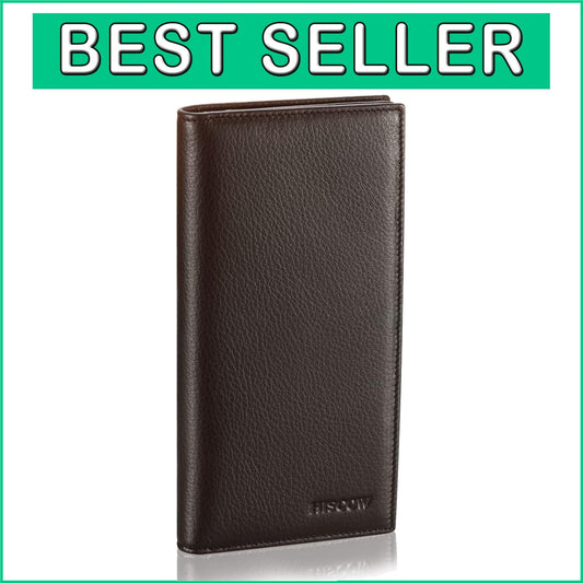 Elegant Bifold Long Wallet in Genuine Pebbled Leather - 15 Card Holders Included