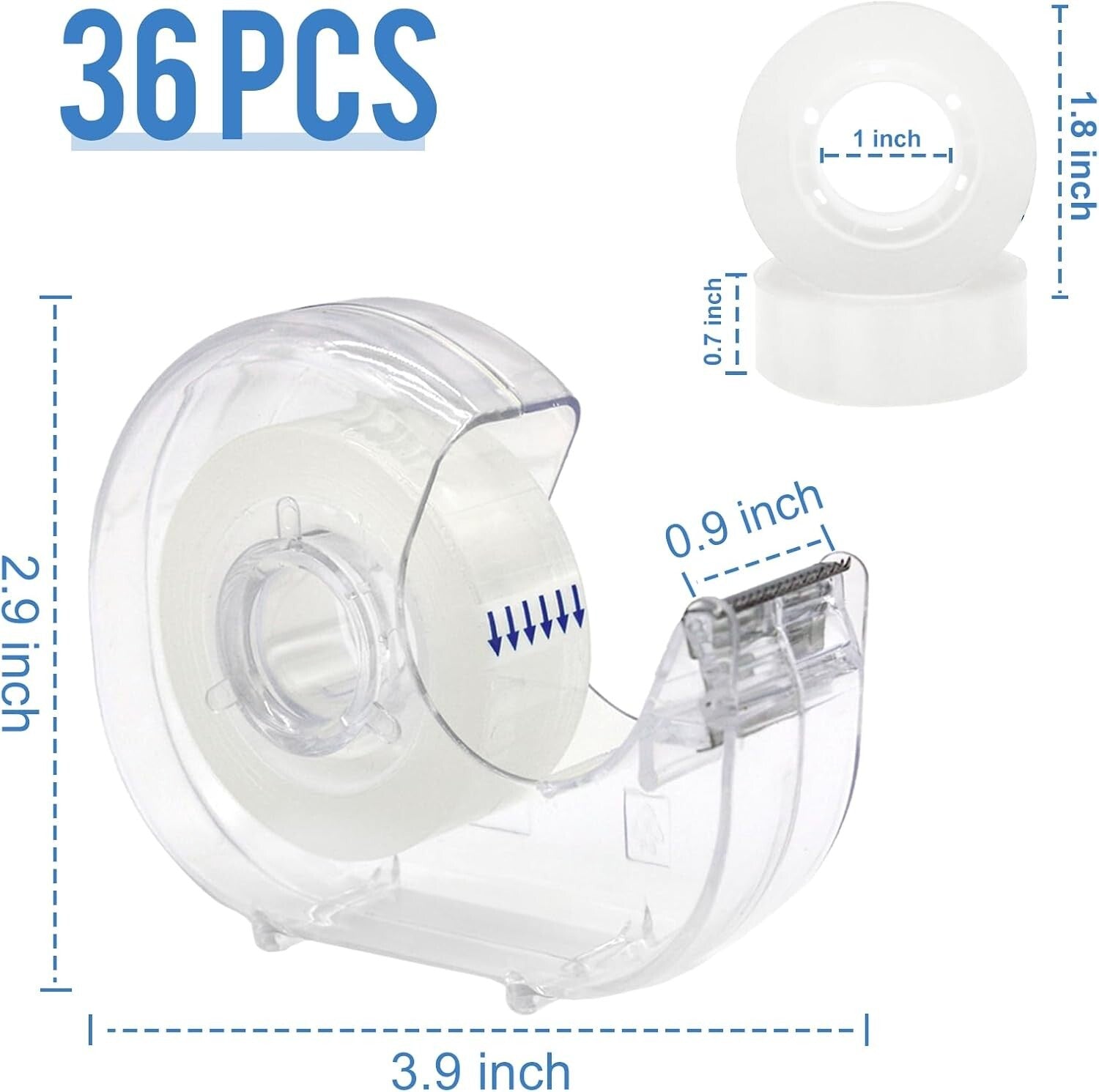 Effortless Crafting 36 Pcs Clear Tape Rolls and Durable Dispensers for Any Task