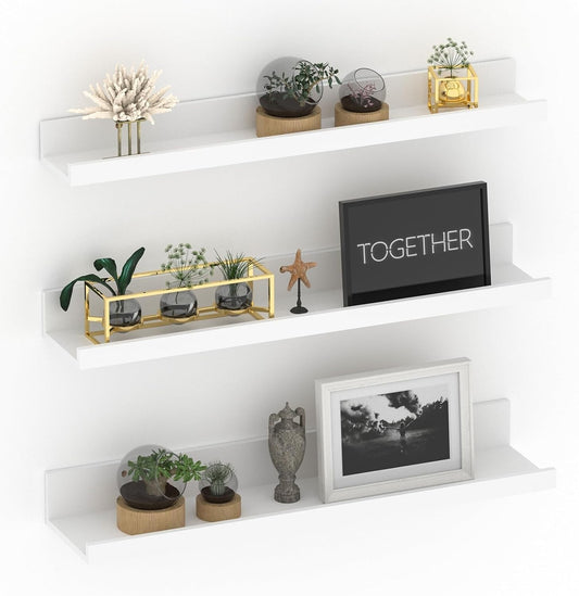 24 Inch Floating Shelves Set of 3 - Versatile Wall-Mounted Storage for Home