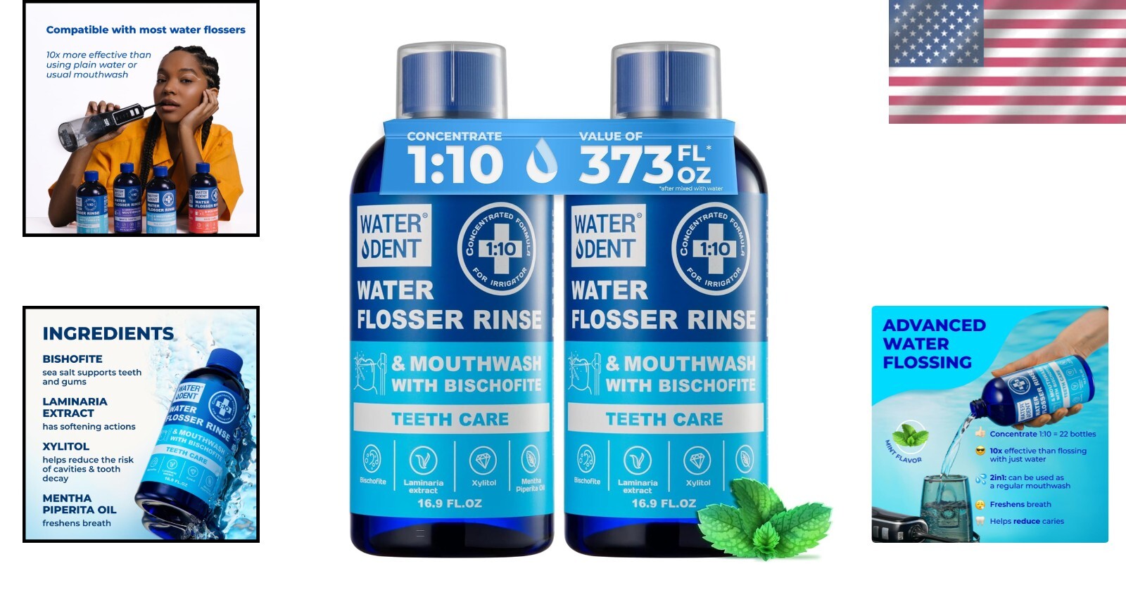2-Pack Mint Flavor Concentrated Rinse for Enhanced Water Flossing & Fresh Breath