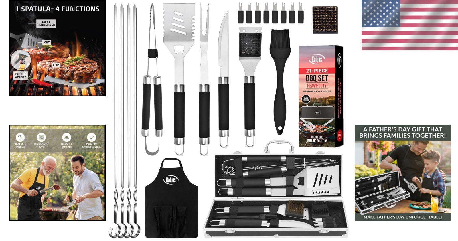 Deluxe Stainless Steel BBQ Tool Set with Aluminum Case for Grilling Enthusiasts