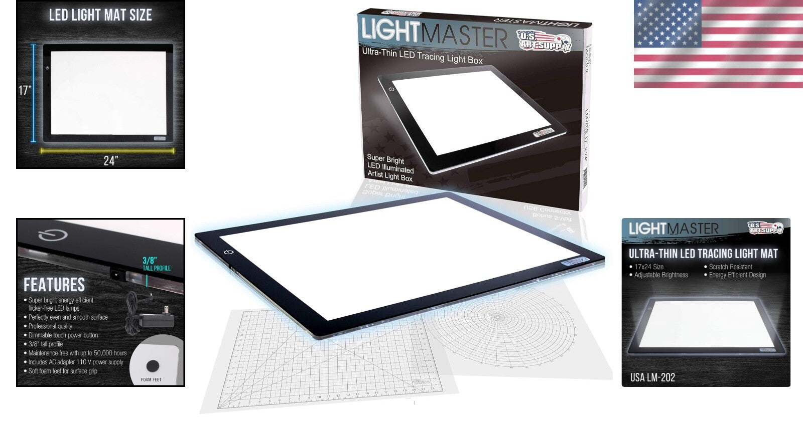 Ultra-Thin 17x24" Portable Dimmable Lightboard - Ideal for Crafting & Drawing