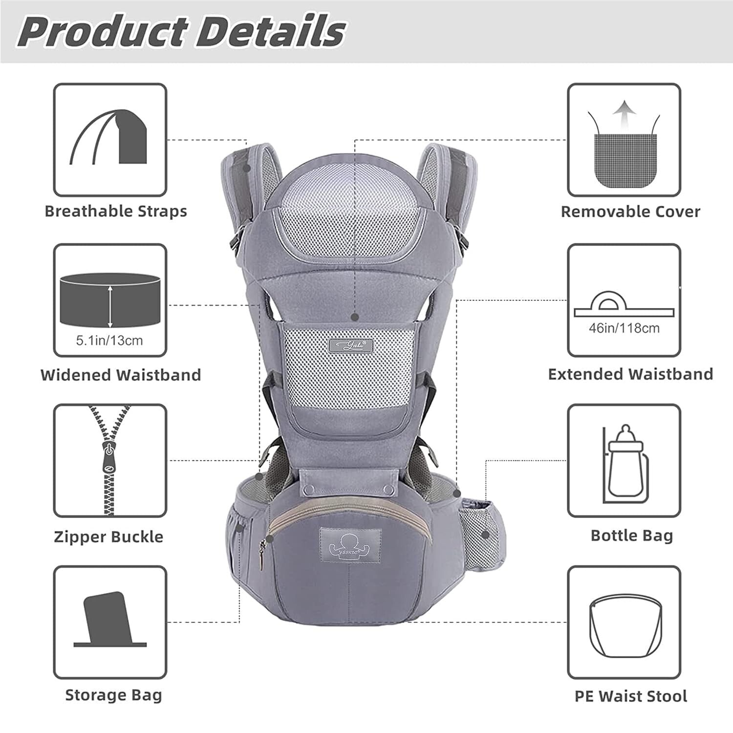Adjustable Hip Seat Baby Carrier for Infants & Toddlers - Lightweight and Safe