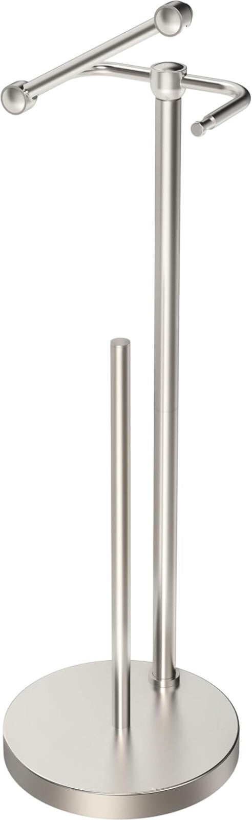 Brushed Nickel Free Standing Toilet Paper Holder with Storage for 4 Rolls