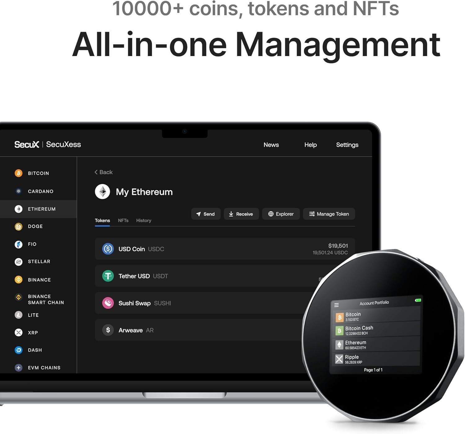 Advanced USB-C Crypto Wallet with Touchscreen - Effortless Multi-Coin Management