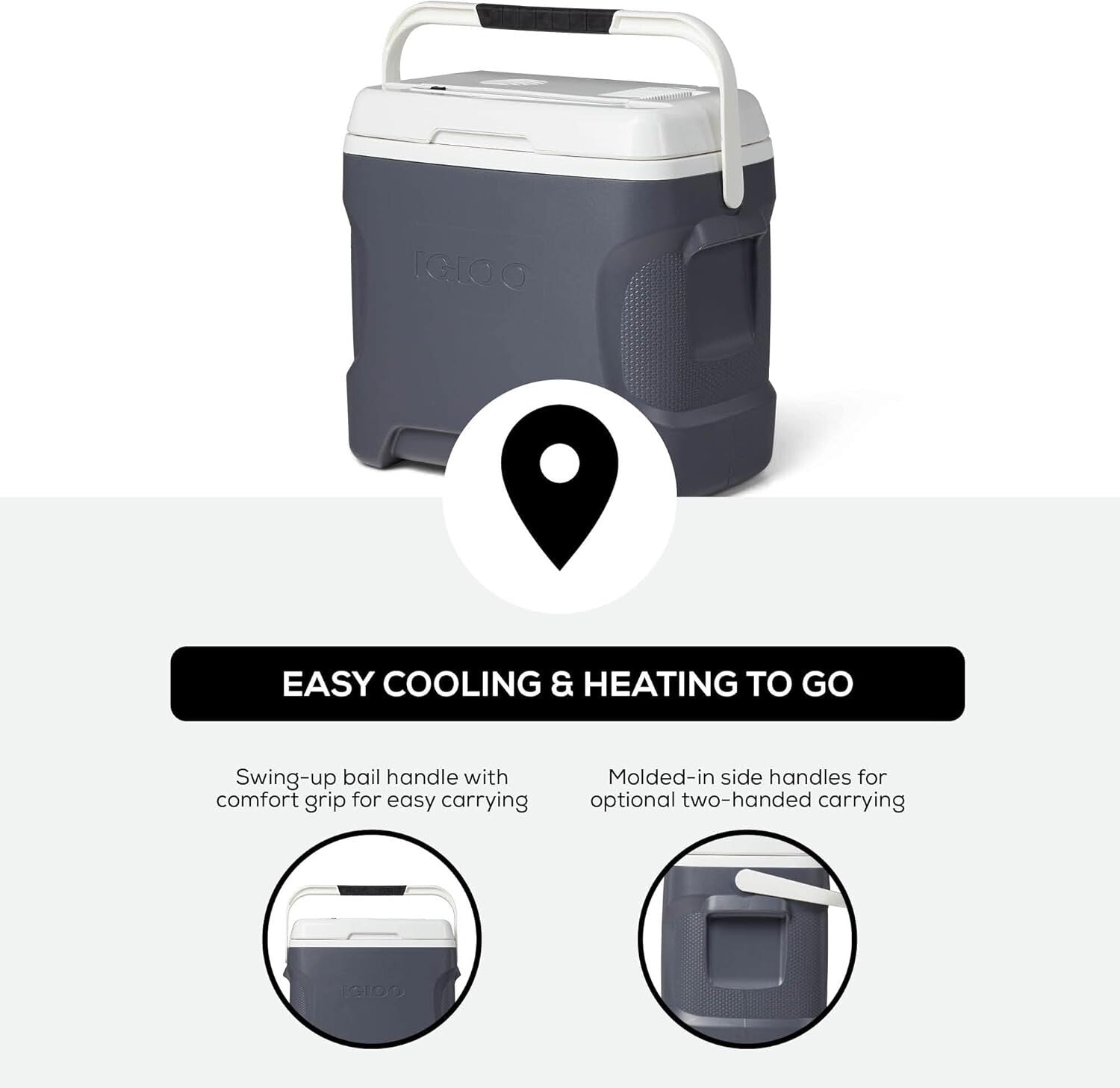 Quiet 12V Electric Cooler - Iceless Portable Fridge with Spacious 28 Qt Capacity