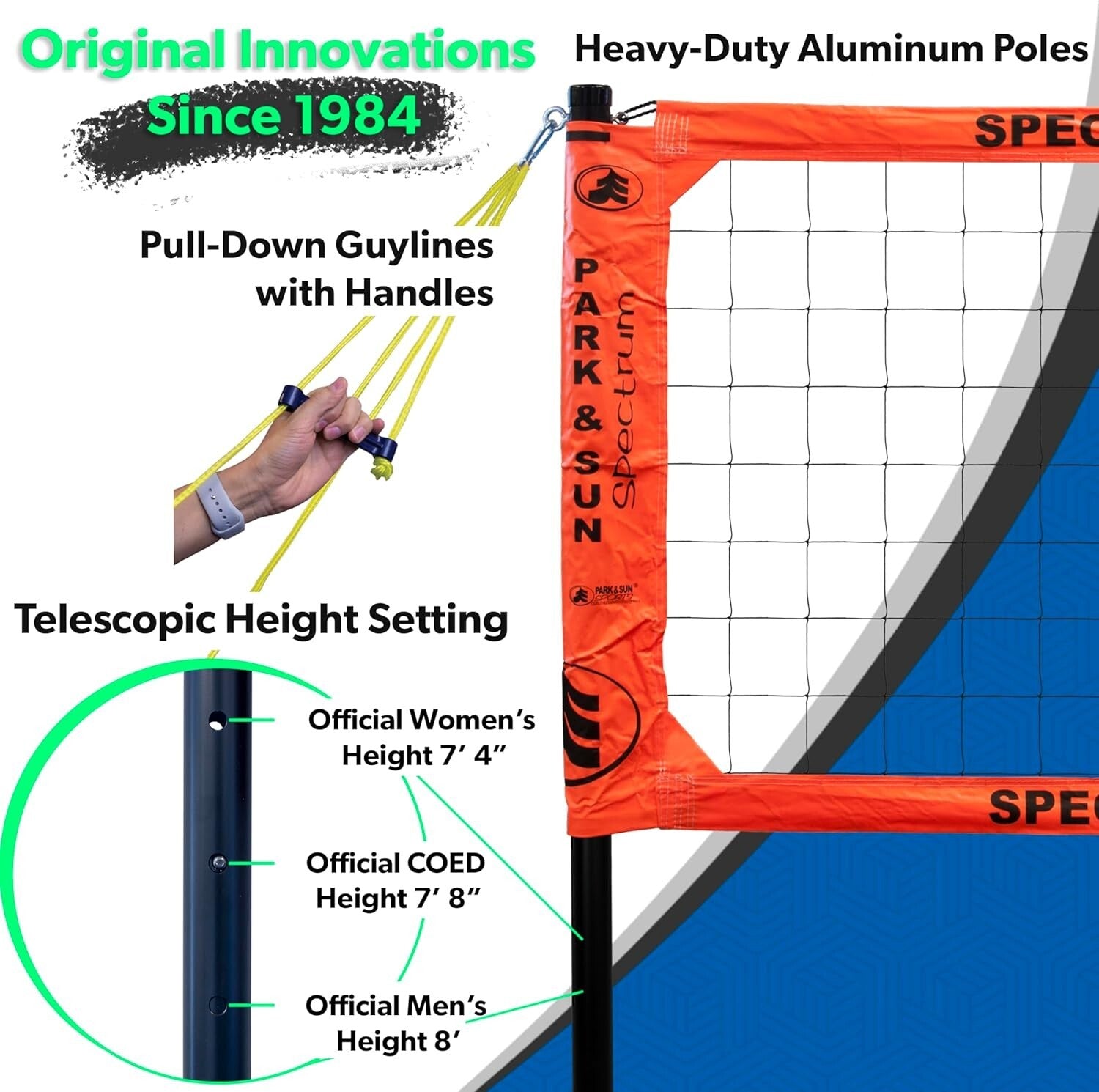 Durable Aluminum Outdoor Volleyball Net System with Ground Stakes - Easy Setup
