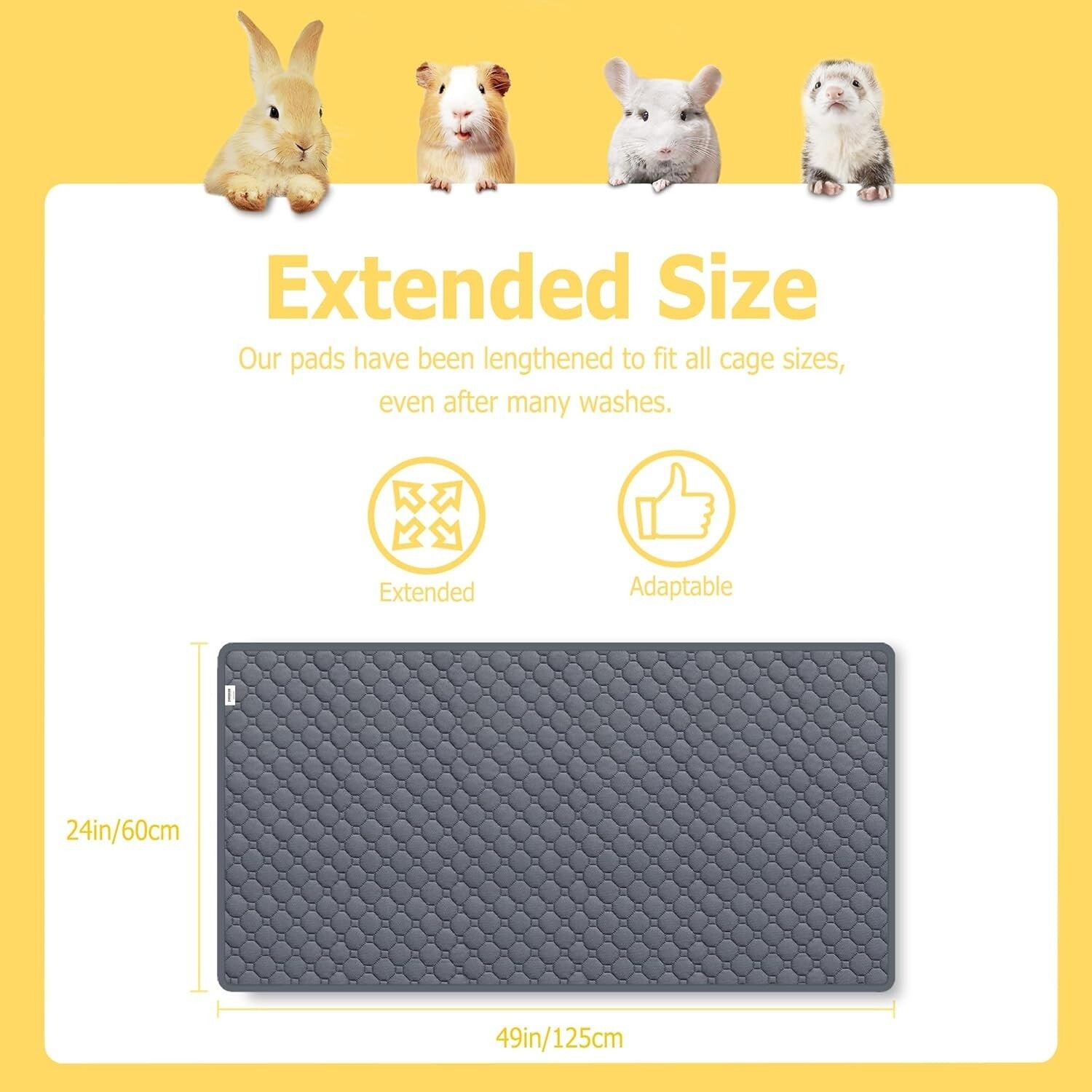 Premium Anti-Slip Guinea Pig Bedding - Reusable 4 Pack for Midwest Cages