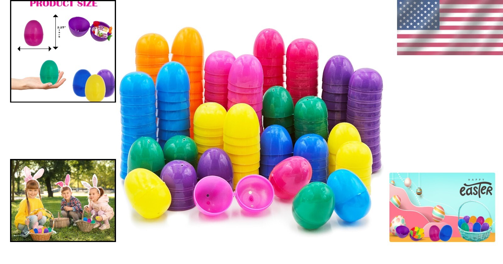 500 Hinged Bright Plastic Easter Eggs - 2.3" Fillable Surprise Eggs for Parties