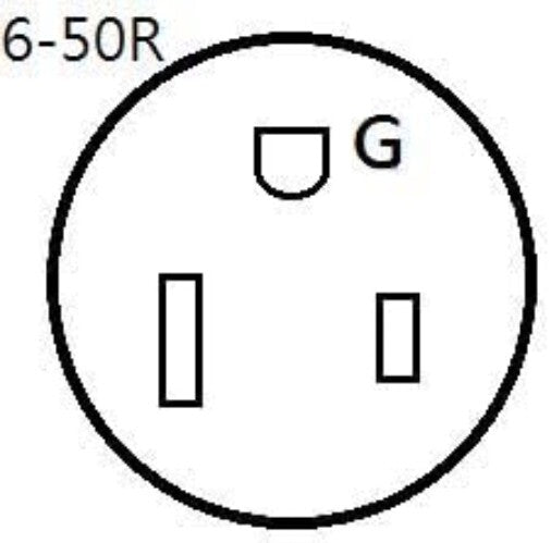 25FT 50A NEMA 10-50P to 6-50R Welding Adapter Cord - Copper Wire Construction