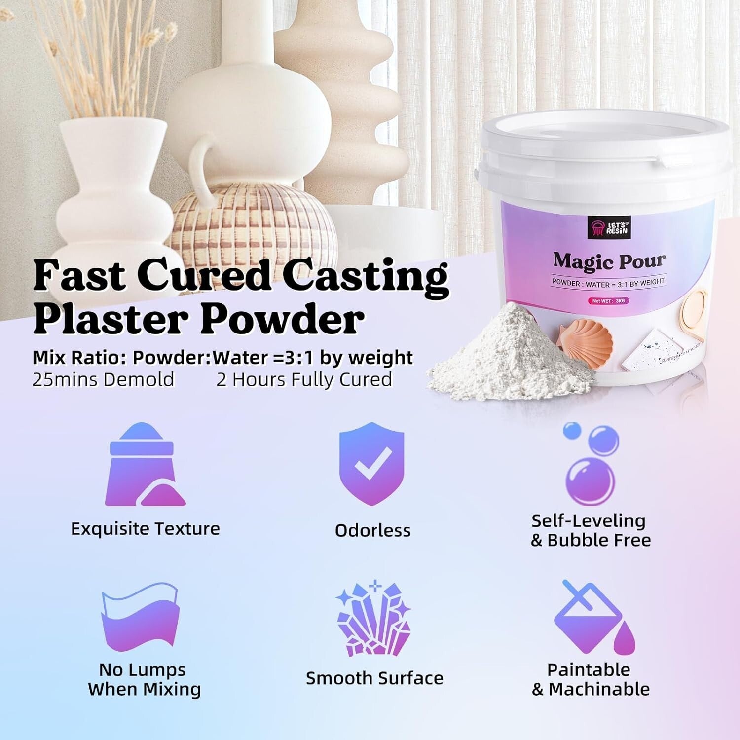 Fast-Curing 3000g Casting Resin Kit for Beginners, Easy Mixing & Demolding